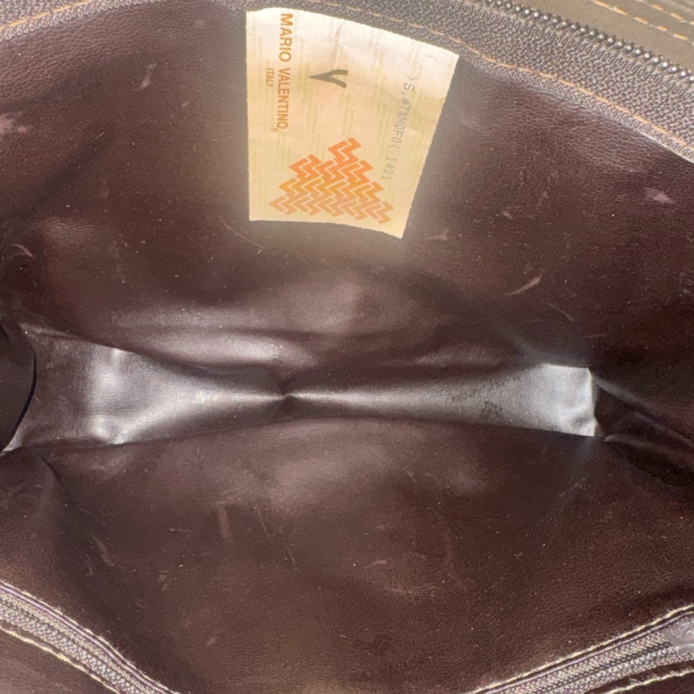 Mario Valentino Brown Monogram Leather Clutch EUC - Picture 3 of 4